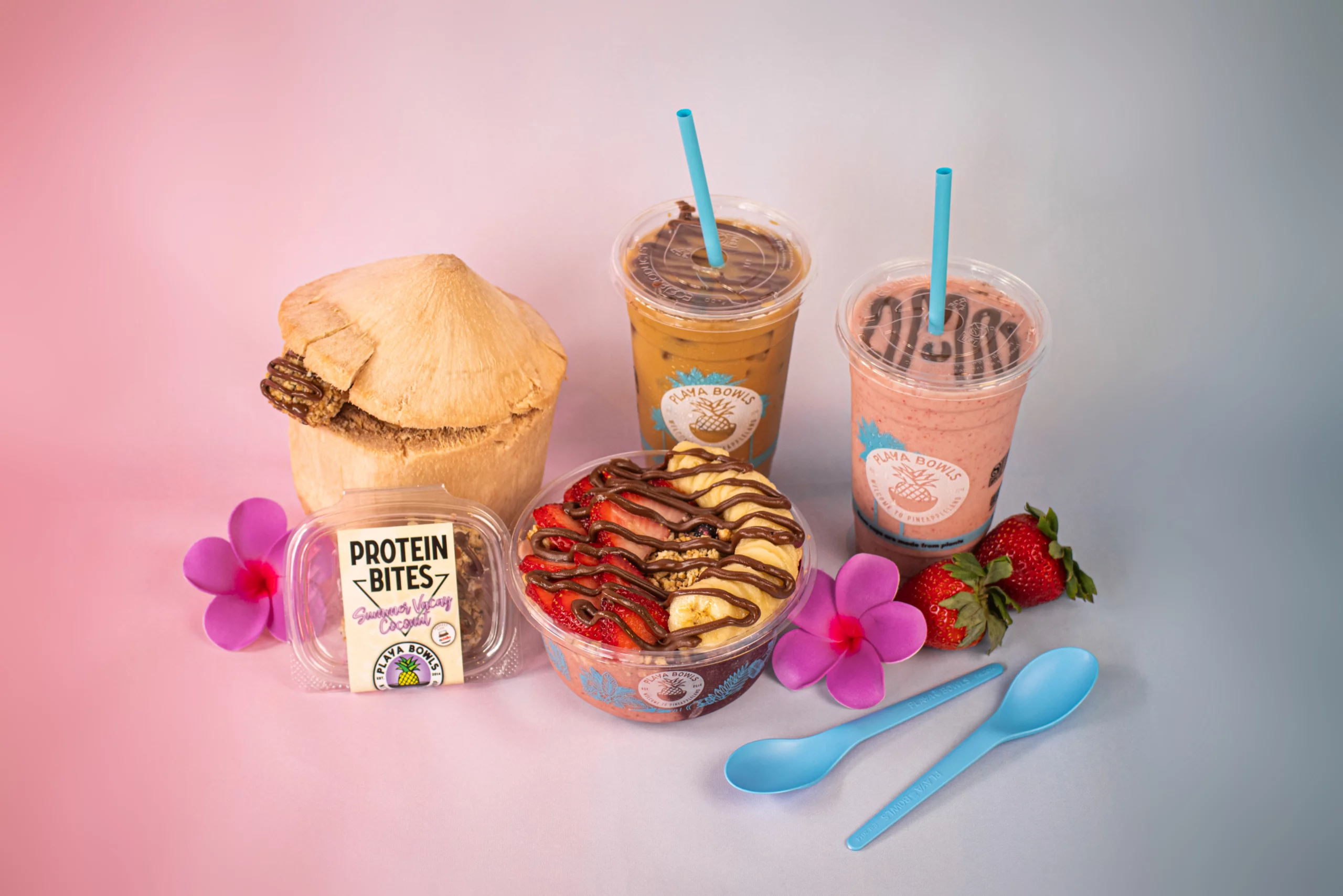 Playa Bowls Summer Specials - Smoothie, Iced Coffee, Bowl, and Protein Bites